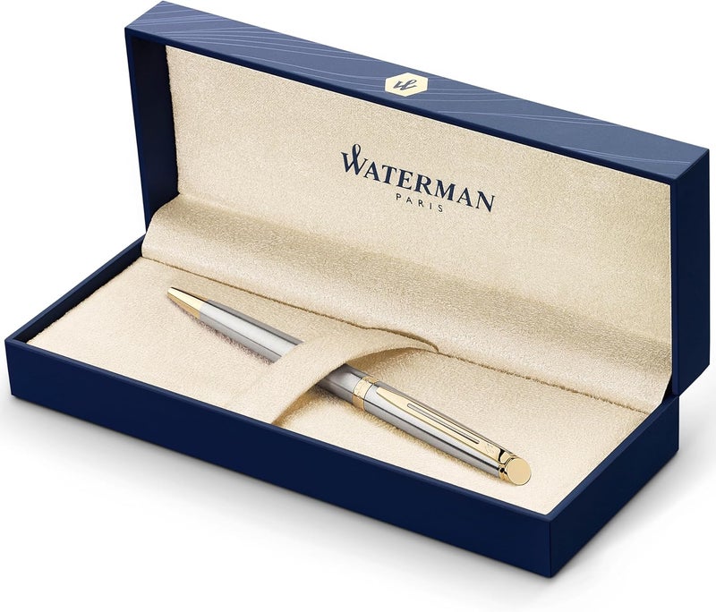 Waterman Hemisphere Stainless Steel Gold Trim Ballpoint Pen 9228 - Image 1